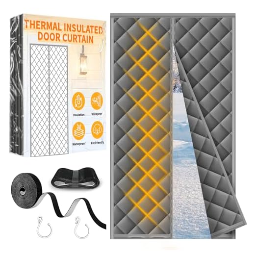 HOFUDON Cortina Termica puerta Magnética 90 x 210 cm, Cortinas Termicas Aislantes Frio y Calor,Protección Contra el Frío, Impermeable,Sin Necesidad de Taladrar, para Interiores y Exteriores,Gris