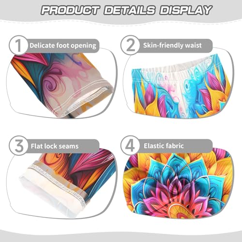 Toddler Girls Leggings Printed Yoga Pants Leggings Bohemia Blue Pink Flower for Kids3