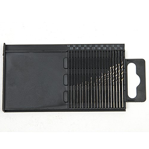 Hakkain 20pcs Mini Tiny Micro HSS Twist Drill Bit Set 0,3 mm-1.6 mm modelo craft con funda