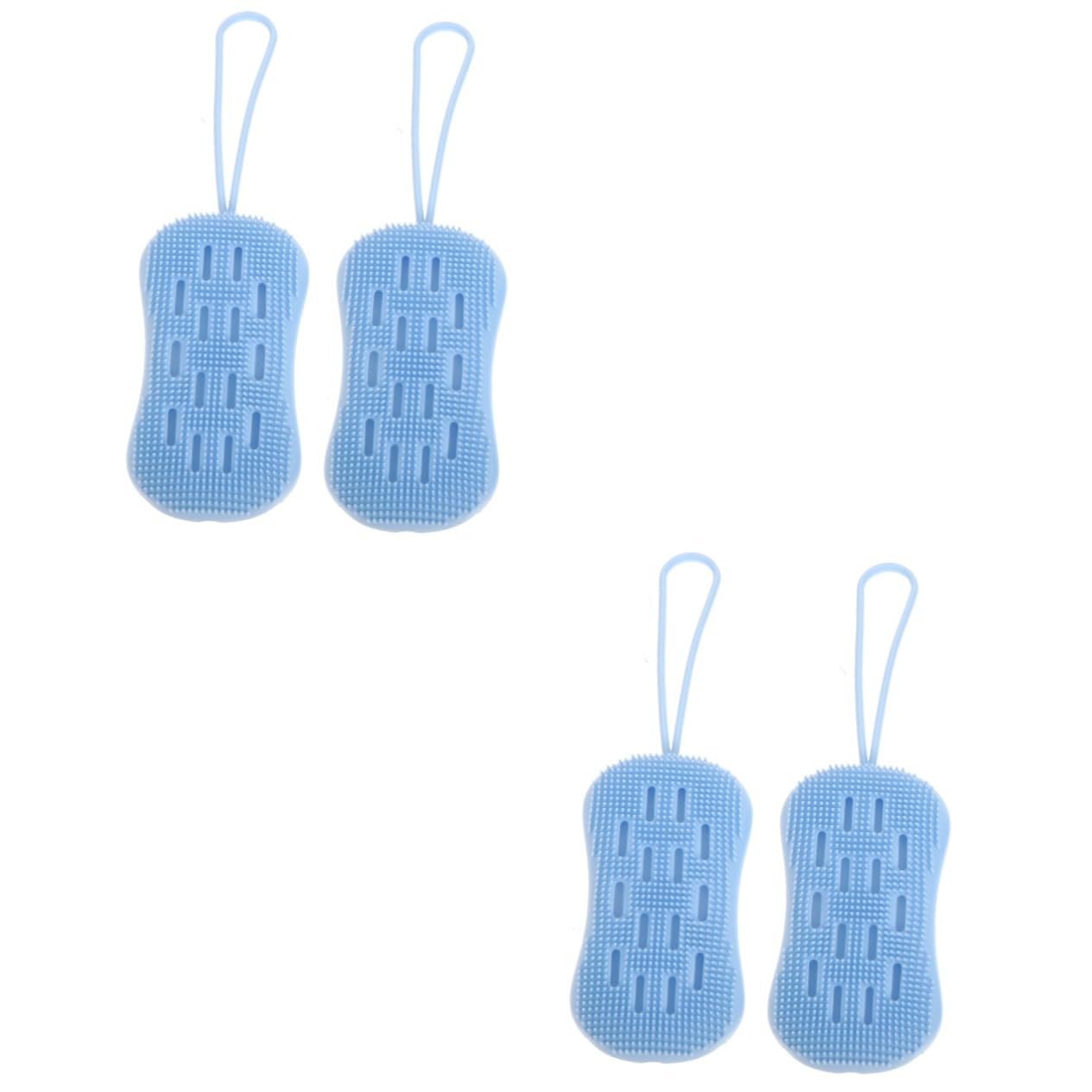 Healeved 4piezas Cepillo Para Masaje y Limpieza Corporal Guantes Exfoliantes De Doble Cara Para Uso Mano Espacio Ahorra y Fácil De Colgar Para Cuerpo y Pies