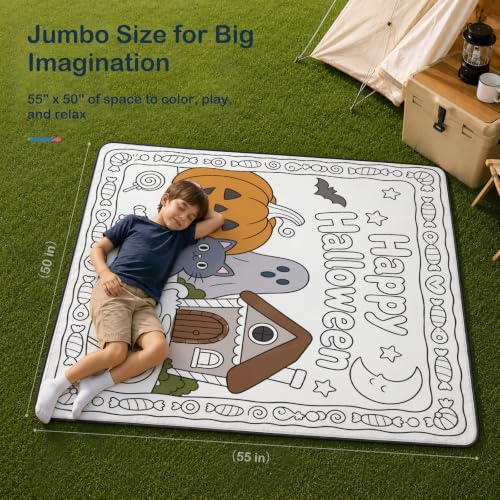 Qoulurd Halloween Coloring Blanket Kit for Ages 5+, 50 x 55 Inch - image 4