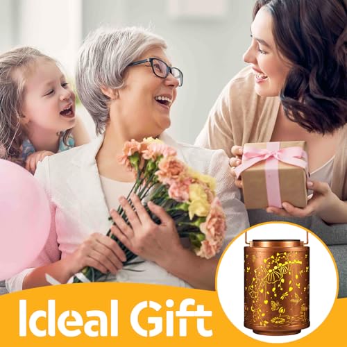 Image of Solar Lanterns Garden Decor Birthday Gifts for Women Mon Grandma Metal Hanging Solar Lights Waterproof Outdoor Decoration for Outside LED Lanterns for Yard Patio Lawn (Cat)