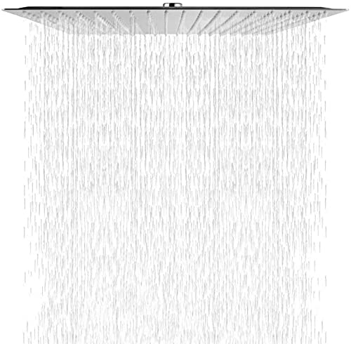 Duschkopf Regendusche 40x40cm, Regenduschkopf 16 Zoll Eckig aus Edelstahl, Selbstreinigende Regendusche Brausekopf Quadratisch, Chrom