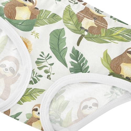 Wusikd Cute Sloth Girls' Underwear Cotton Leaves Girls Briefs Soft Toddler Underwear 2T4