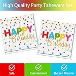 140pcs Happy Birthday Party Supplies Set with Colorful Polka Dots Design- Includes Disposable Paper Birthday Plates and Napkins, Cups,Dots Party Supplies Serves 20 Guests - Image 3