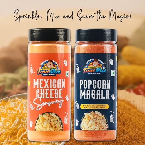Image of Time Out Popcorn Mexican Cheese Seasoning and Popcorn Masala, Multi-Purpose Powder, Popcorn and Snacks Flavoring,Pack of 2, 100g Each