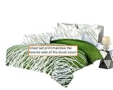 Tree 4 Piece 100% Cotton Sheet Set: Fitted Sheet, Flat Sheet and A Pair of Pillowcases (White-Green, Queen)