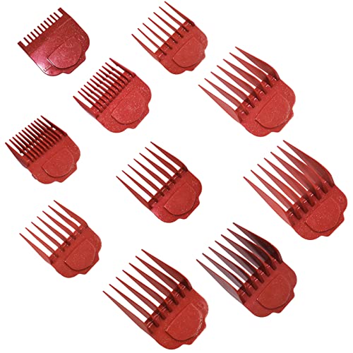 Clipper Guards 10 Sets Professional Hair Clipper Combs Compatible With Andis Master Clippers Trimmer Cordless Clipper 1/16Th To 1" Lengths Designed For Mba, Mc-2, Ml, Pm- And Pm-4 (Red) #TOP3
