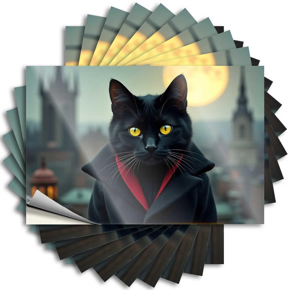 Abipuir - Car Stickers for Black Cat in Moonlit Cityscape, 10 Pack Sarcastic Signs Bar Man Cave (8 x 12 cm)