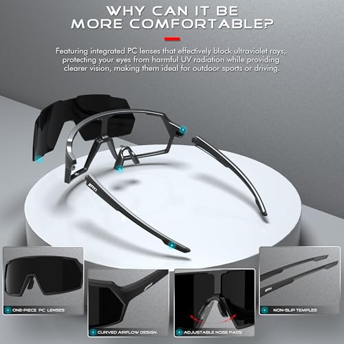 ATTCL Unisex Sports Sunglasses for Cycling Fishing Running Baseball - Ultralight PC Lens with UV400 Protection (KC08)4