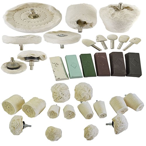 Kit de polissage métal 32 pièces AB Tools avec disques coton et tampons pour perceuse