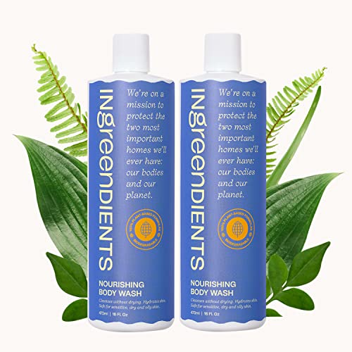Ingreendients Natural Body Wash With Organic Ingredients - Moisturizing For Dry and Sensitive Skin, Organic Body Wash, Vegan Body Wash, Paraben Free Body Wash, Cruelty Free, Sulfate Free, Betaine Free (2 x 16 FL. Oz)