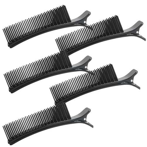 5 Pcs Grip Clips for Hair Sectioning Sectioning Clips with Comb Design Professional Stylist Nonslip Hair Tools for Cutting Coloring Styling Black Salon Accessories for Women