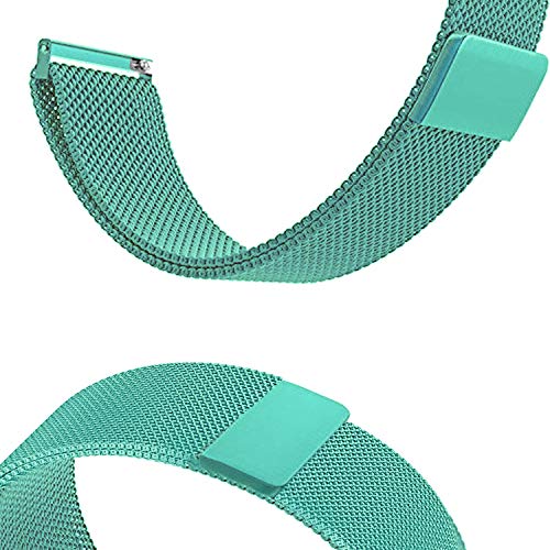 Image of ACM Watch Strap Magnetic Loop 22mm compatible with Noise Colorfit Ultra 2 Smartwatch Luxury Metal Chain Band Turquoise