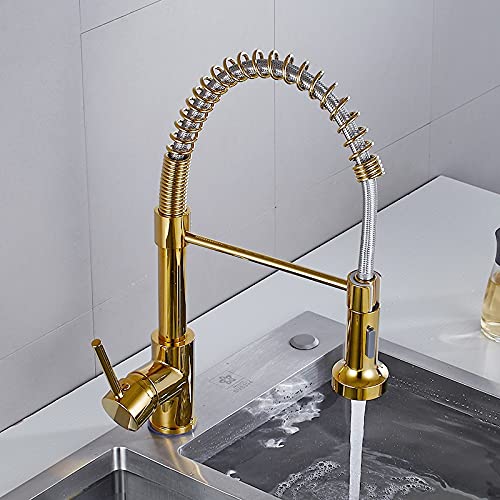 Robinet de cuisine en laiton avec ressort et finition tapis pour évier de ferme