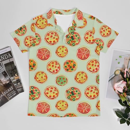 Boys' Classic Polo Shirts Short Sleeve Moisture-Wicking Golf & Tennis Shirts for Youth Teens Colorful Pizza3