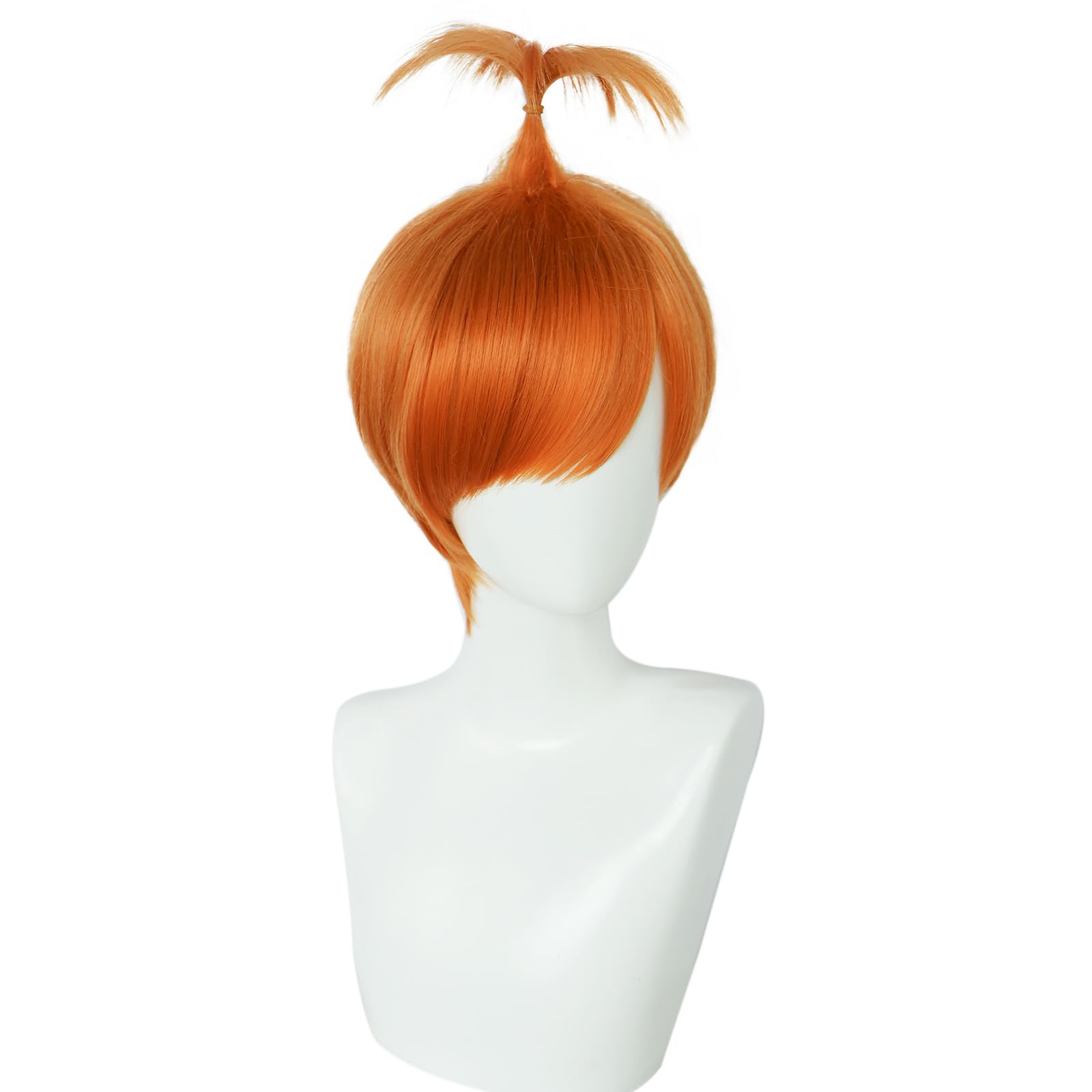 Orange Short Wig with Straight Bangs Heat Resistant Synthetic Costume Hair for Men Anime Cos Halloween Party - Image 3