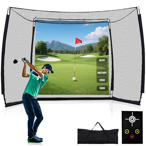 Golf Schlag Käfig Golf Netz Trainingsnetz tragbar Golfnetz für Garten und ZuhauseImpact Bildschirm Driving Net Luxuriöser Netzaufprallschutz für Heimfahrer Golfnetz Übunskäfig mit Ziel-Tuch