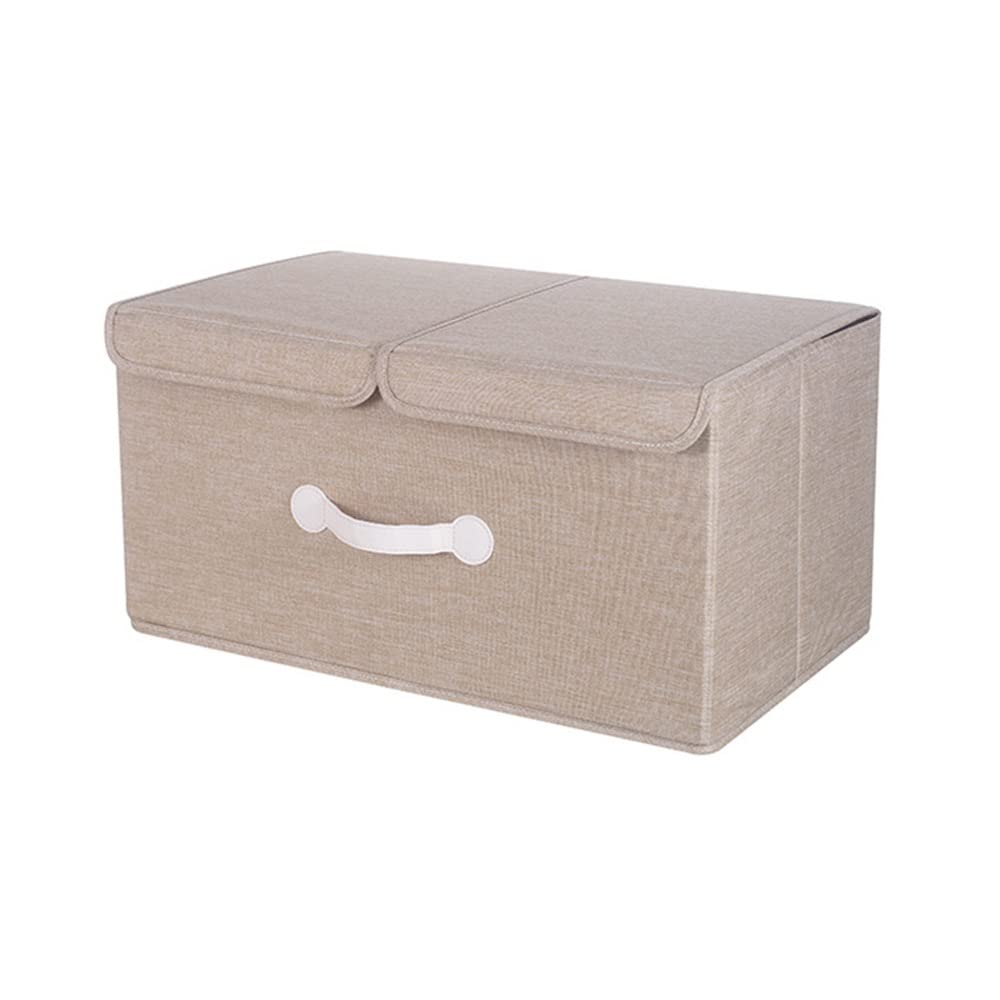 ETRGFTHU Clothes Storage Box Household Large-capacity Foldable Dust-proof Design with Cover Under-bed Debris Storage Box Strong and Sturdy(Linen)