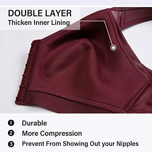 Image of DELIMIRA Women's Front Closure Posture Wireless Back Support Full Coverage Bra Polyamide Polyester Elastane