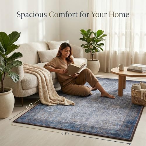 Image of Dream Weaverz Anti Slip Rectangular Carpet for Living Room & Hall | Silk | Flat Woven Soft Washable Floor Mat for Home, Bedroom Floor & Kitchen | Durable Anti Skid Rug for Daily Use (4 X 6) feet