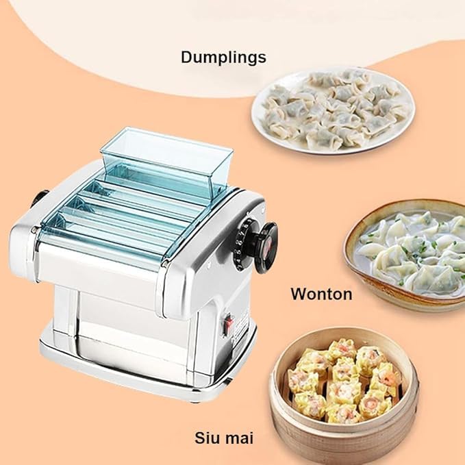 Machine à pâte électrique 135 W en acier inoxydable pour la fabrication de spaghettis et lasagnes avec 3 largeurs de lame (2,5 mm, 4 mm et 9 mm) et 9 épaisseurs de pâte variables (0,5