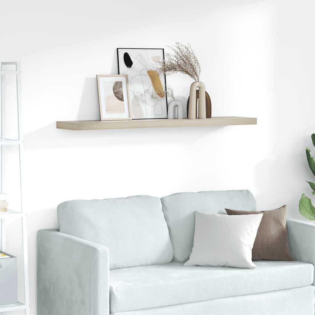 Estantería flotante de 120 x 23,5 x 3,8 cm, madera de roble MDF y metal, con sistema de fijación invisible, soporta hasta 10 kg, para salón, pasillo, dormitorio