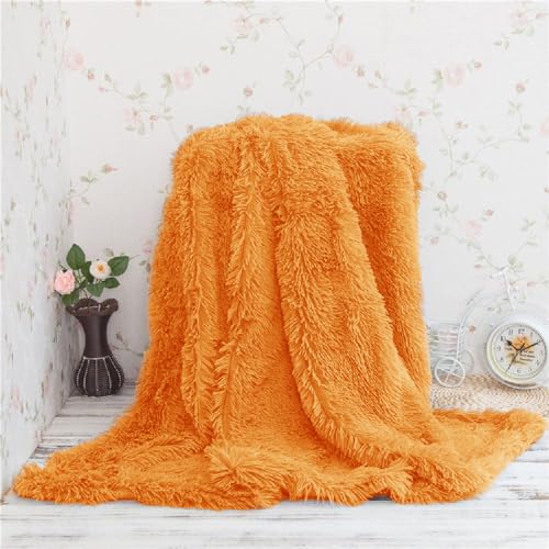 Image of Shaggy Faux Fur Fabric, Super Soft, 6 X 5 Feet (Orange)