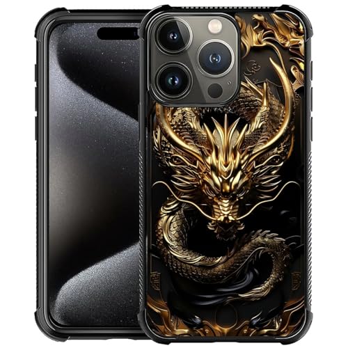 CARLOCA Compatible with iPhone 16 Pro Max Case,Golden Dragon for Men Woman,Anti-Scratch Soft TPU Shockproof Unique Protective Cover Pattern Design - image 1