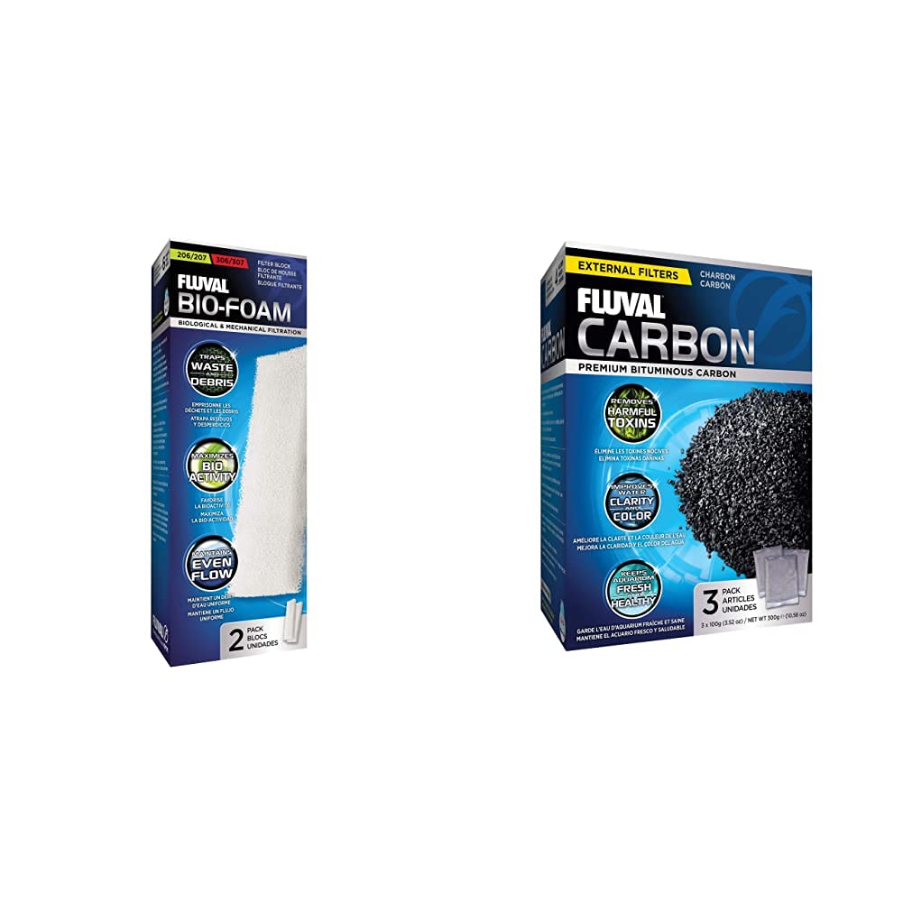 Fluval204/5/6/7-and 304/5/6/7 Filter Bio- Foam Block & Activated Carbon 3 x 100g Sachets