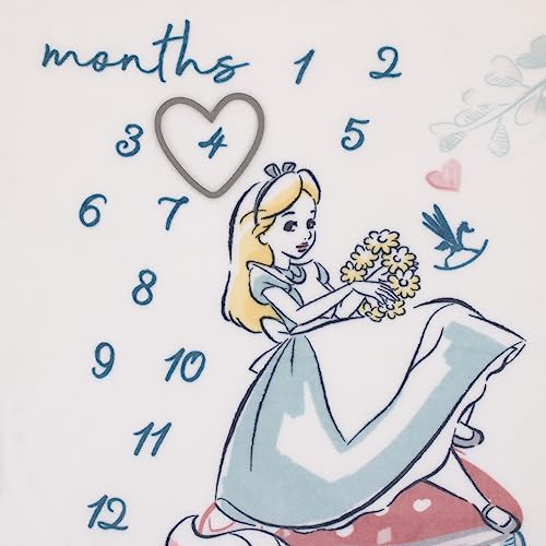 Image of Disney Alice in Wonderland White, Pink, and Blue Cheshire Cat Super Soft Photo Op Milestone Baby Blanket