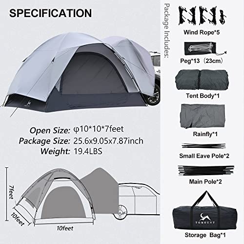 TOMOUNT SUV Tent Family Camp Car Tent, 300 x 300 x 210 cm, Universal 4 Person Vehicle with Waterproof Rainfly, Suitable Family Camping Traveling Outdoor Activities - Image 6