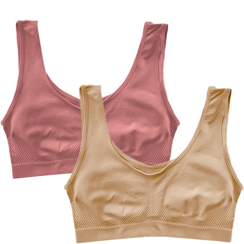 Image of Pack of 2 Seamless Air Bra: Stretchable, Non-Padded, Non-Wired Sports Bra for Women