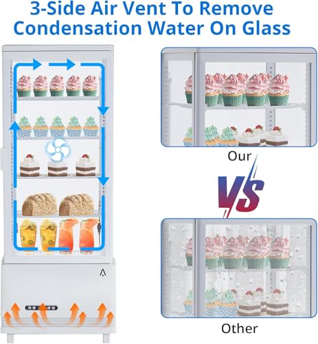 Image of GarveeLife Commercial Display Refrigerator, 3.4 Cu.Ft. Pastry Display Case for Bakery with LED, Frost-Free, Sliding Door, Commercial Fridge Display Case for Cafe and Restaurant, 4-Tier Design, White