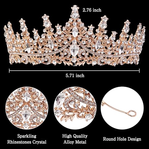 Image of Fesciory Birthday Crown for Women, Gold Plated Crystal Tiara with Sash