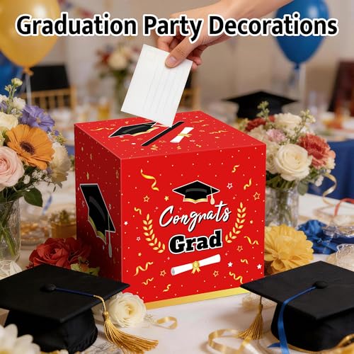 Image of Kelool Graduation Decorations 2026 Red Graduation Card Box Graduation Party Decorations,Graduation Box,Congrats Grad Gifts Box for 2026 Graduation Party Supplies Favors