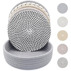 KITLAB 8 Inch Trivets for Hot Dishes, Hot Pots and Pans, Thick Heat Resistant Large Coaster for Kitchen, Hot Pads, Kitchen Essentials, Kitchen Decor for Table & Countertop with Storage Basket, 5 Pcs