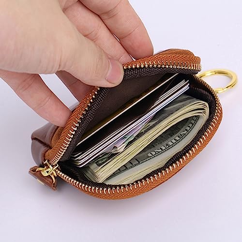 1 Pcs Leather Zipper Coin Purse Shell Shape Wallet With Key Ring, Coin Organizer, Change Holder,Card Case, Mini Leather Zipper Storage Bag for Men & Women4