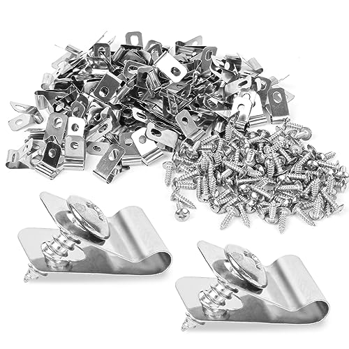 Tottist 220 Pcs Fence Wire Clamps Stainless Steel Fencing Mounting Clips with 220 Pcs Stainless Steel Screws for 12-16 Gauge Welded Wire to Wood Metal or Vinyl Fence(X220 Kit)