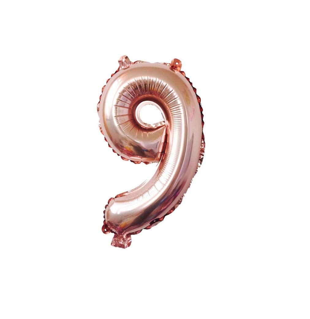 HOTKEI 16" Aluminum Film Number Party Balloon for Birthday| Anniversary| Theme Decoration (Rose Gold - 1Pcs - Number: 9)
