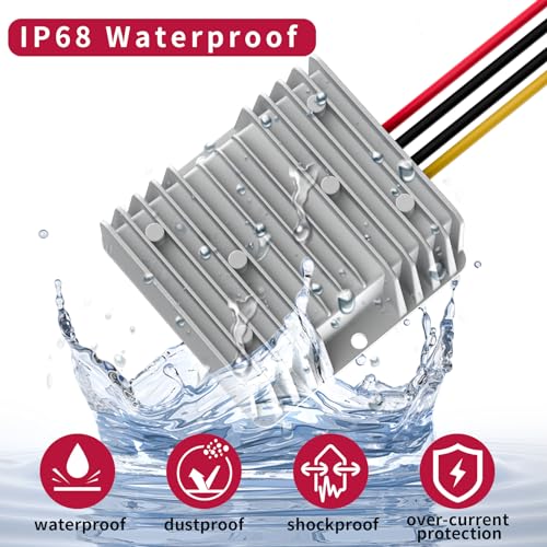 HOMELYLIFE 10A 120W DC 36V/48V to 12V Voltage Converter with Fuse Step Down Regulator Buck Reducer Power Converter Waterproof Transformer for Golf Cart3