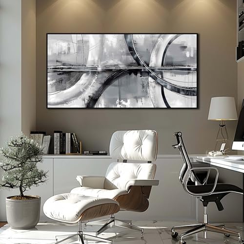 Image of AOZEMI Abstract Painting Wall Art White Wall Artwork for Office Print