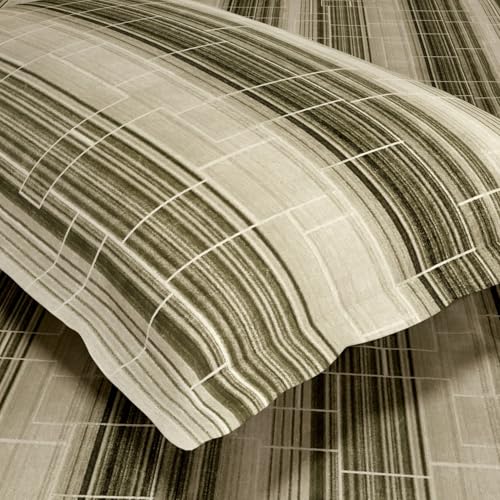 Image of haus & kinder Elastic Bedsheet for King Size Bed|144 TC Pure Cotton Elastic Fitted King Size Bedsheet with 2 Pillow Covers (72x78x10 Inches)-Green Linear Muse Green