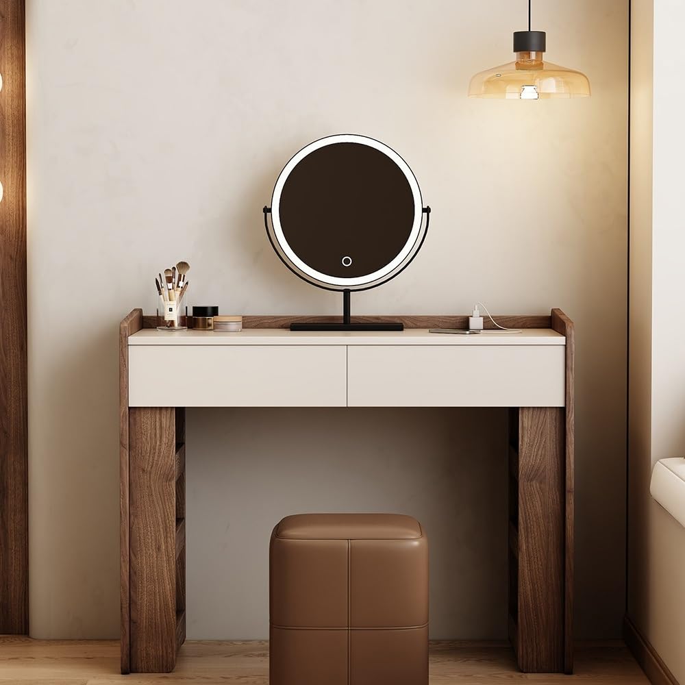 Nowoczesny stół do makijażu – elegancka mała szafka z litego drewna do sypialni stylowa toaletka z miejscem do przechowywania współczesny design dla kobiecych akcesoriów kosmetycznych