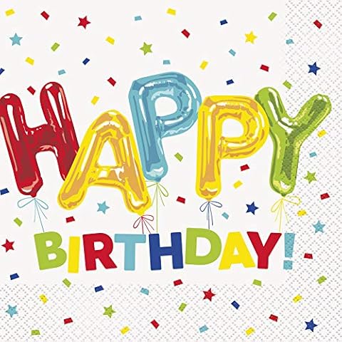 Vibrant Happy Balloon Birthday Napkins - 16ct Cover
