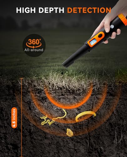 Image of SUNPOW Metal Detector Pinpointer for Adults & Kids-Professional Waterproof-360Detection Handheld Pin Pointer Wand with LCD Screen-3 Modes (Buzzer, Vibration,Sound) for Treasure Hunting- OTMD08