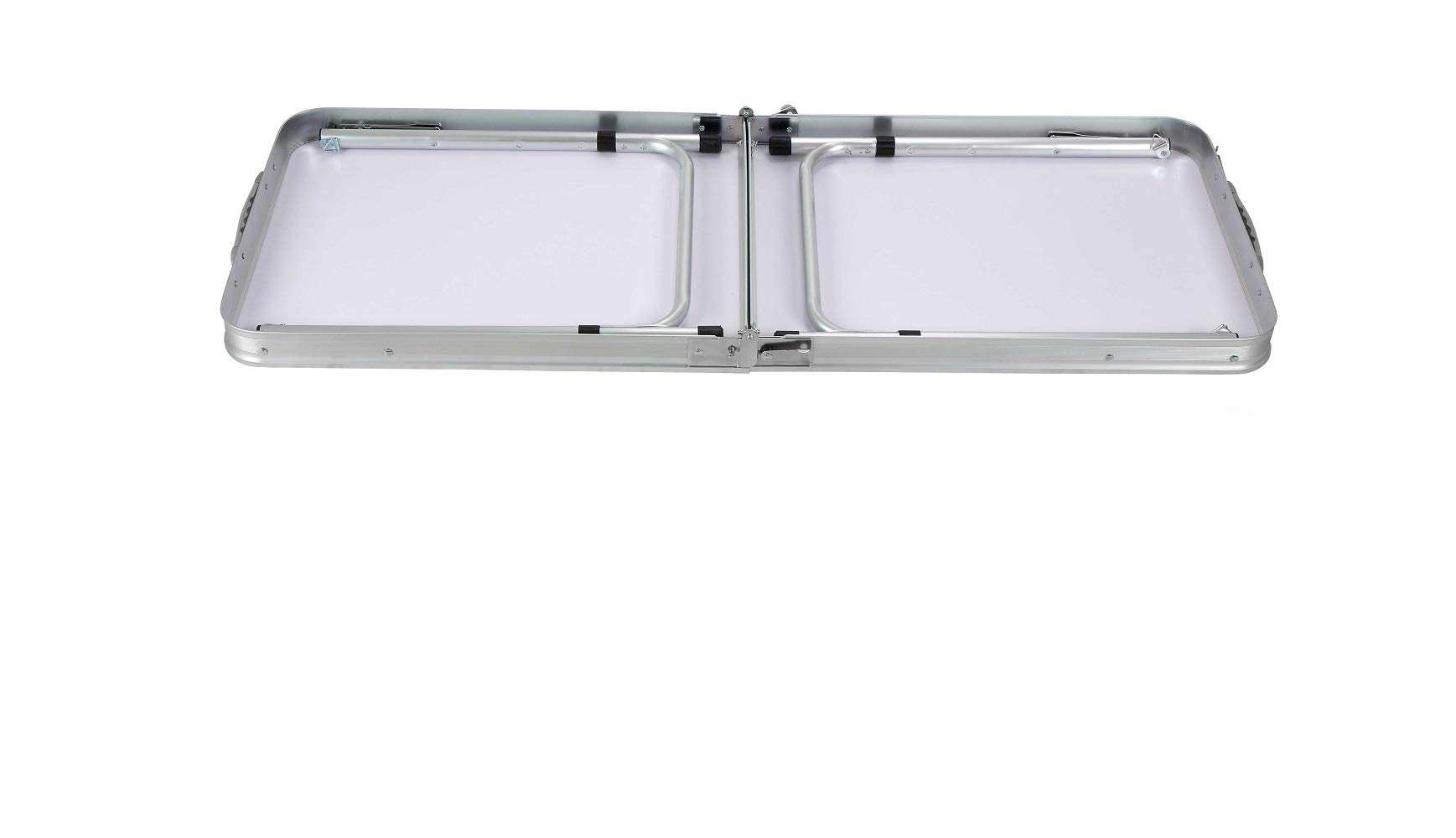 Table Pliante Aluminium Réglable Hauteur - 120x60 Cm, 3 Hauteurs, Blanche, Portable