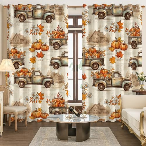 Rideaux occultants lavables en machine motif rustique orange - 4