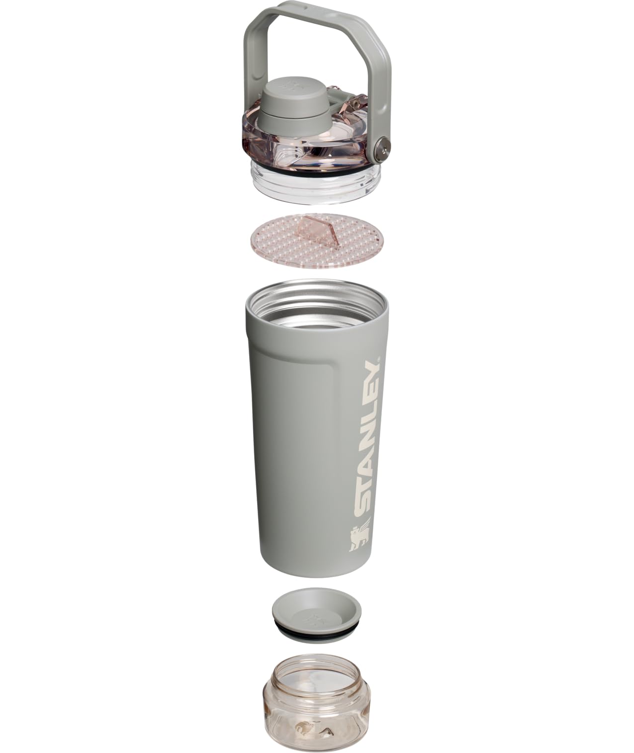 Stanley Activate - Botella mezcladora de 20 onzas, vaso agitador de acero inoxidable aislado a prueba de fugas, almacenamiento base y tapa de flujo rápido giratorio, batidos de proteínas y polvo para