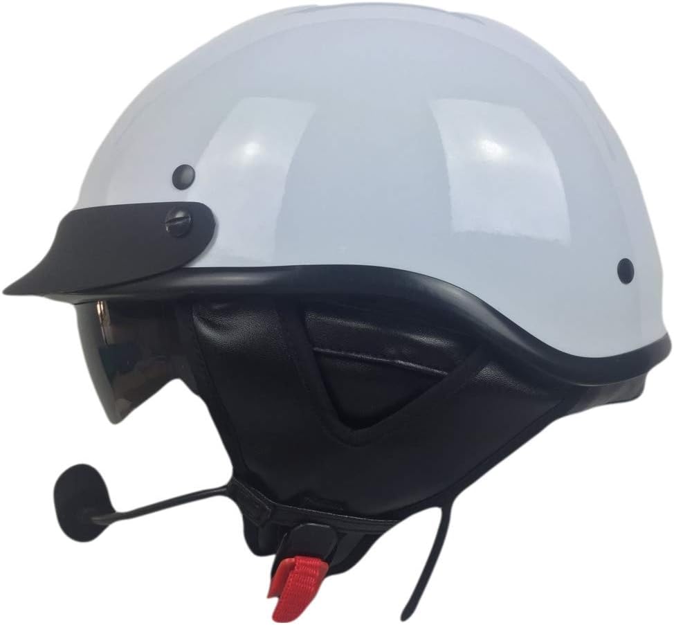 Half Helmet With J&M 801 Headset/Intercom for GW 5 Pin White Small